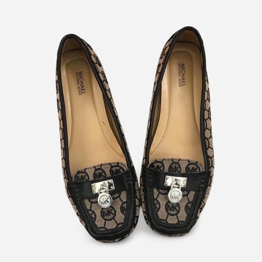 MK Hamilton Monogram Logo Loafers Preppy Ballet flats Square toe padlock office - Picture 1 of 4